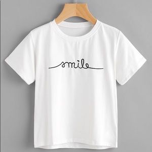 Smile Cropped White Tee